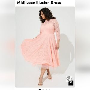 Torrid Midi Lace Illusion Dress